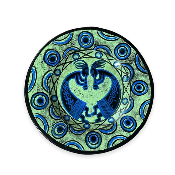 Mexican Terracotta Clay Pottery Kokopelli Hand Painted Folk Art Wall Plate 12” - Picture 10 of 10